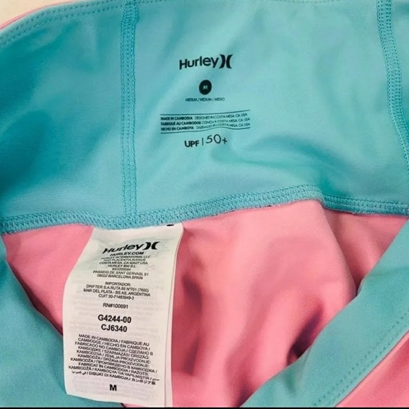 🆕 WOT🔥HURLEY🌺UPF50 🌞💦 HYBRID PINK,BLUE&TEAL❣️SZ.M🌝WORKOUT /RUNNING PANTS - Picture 7 of 8
